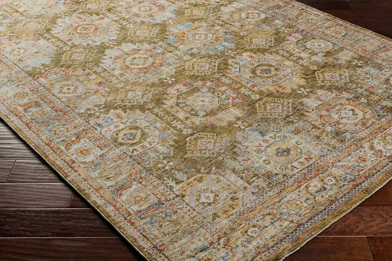 Crescentia Green Textured Rug with Fringes by Boutique Rugs