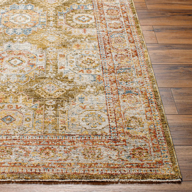 Crescentia Green Textured Rug with Fringes by Boutique Rugs