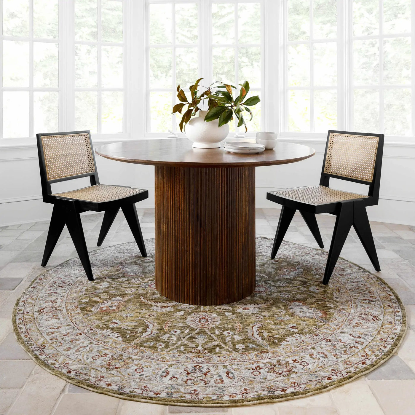 Crescentia Green Textured Rug with Fringes by Boutique Rugs