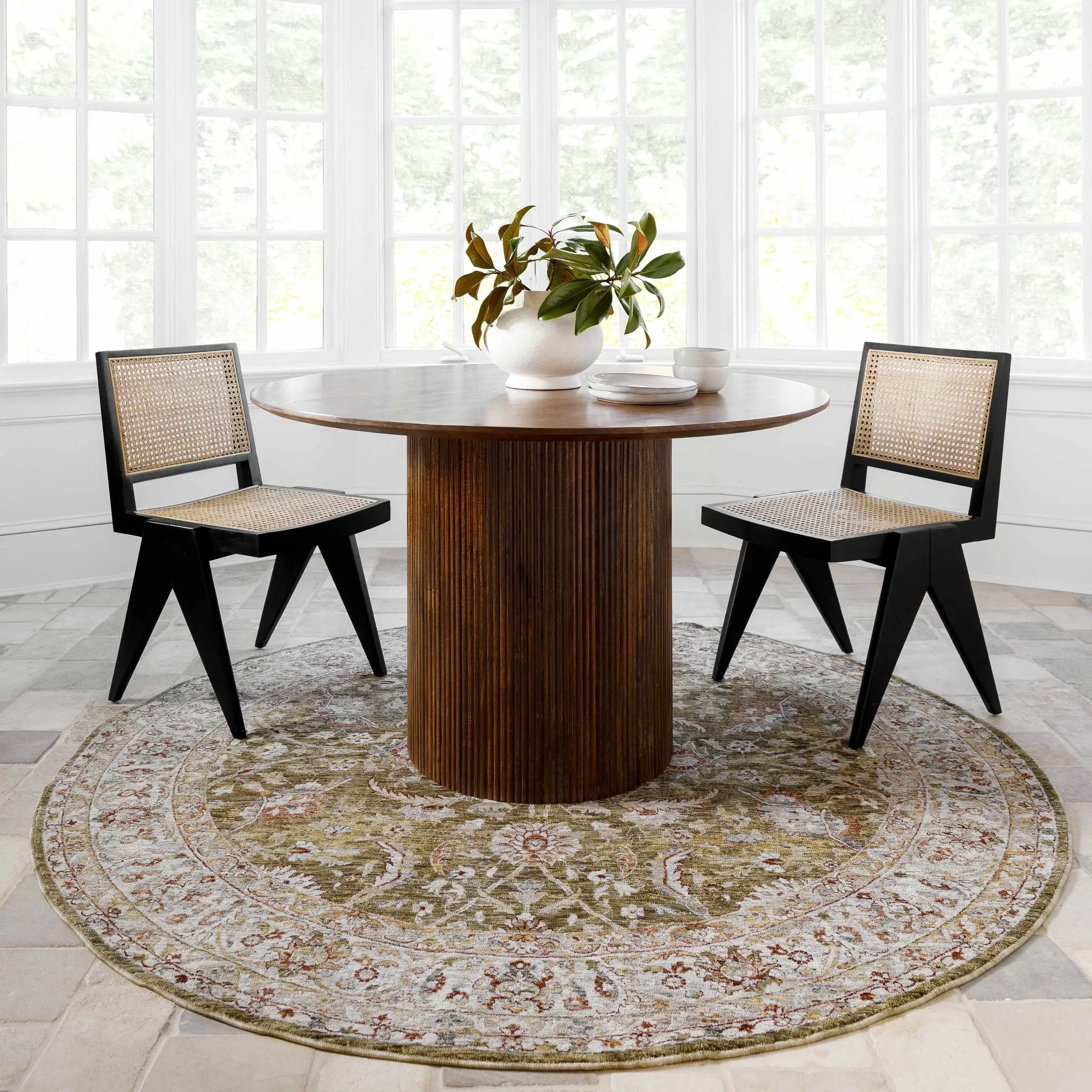 Crescentia Green Textured Rug with Fringes by Boutique Rugs