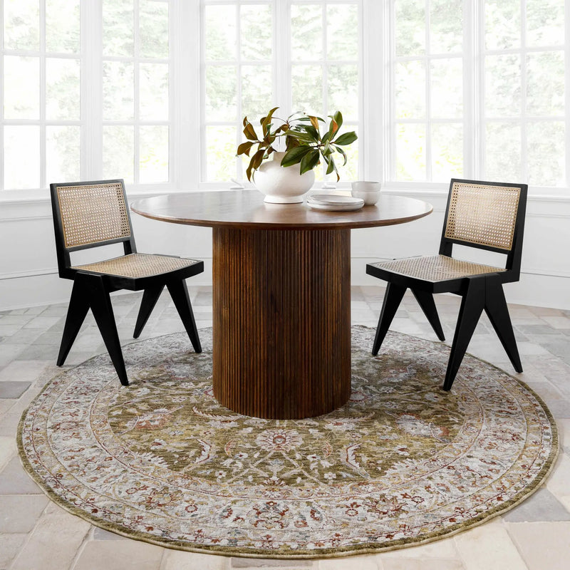 Crescentia Green Textured Rug with Fringes by Boutique Rugs