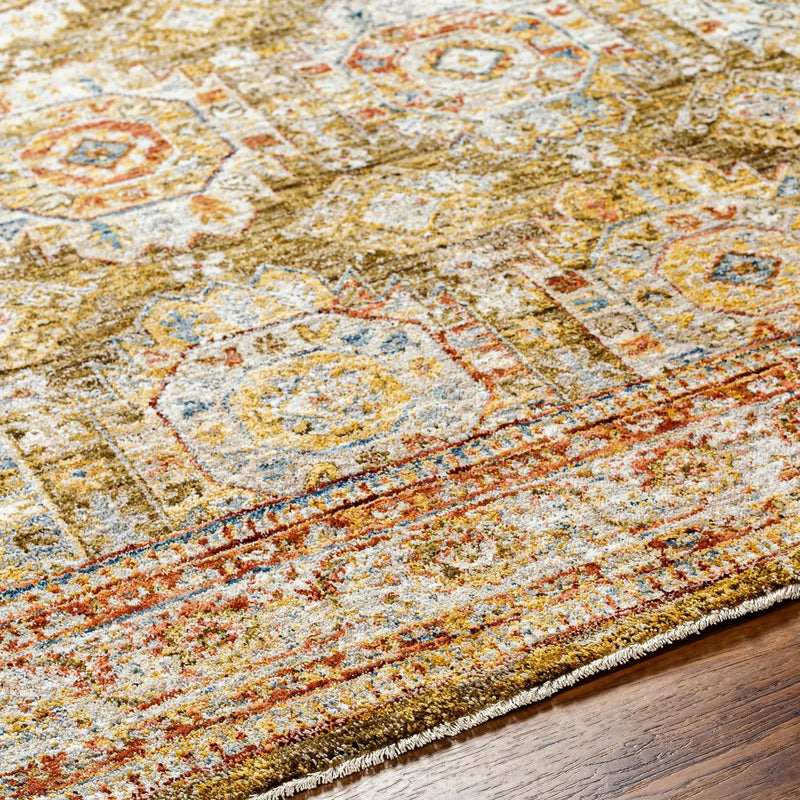 Crescentia Green Textured Rug with Fringes by Boutique Rugs