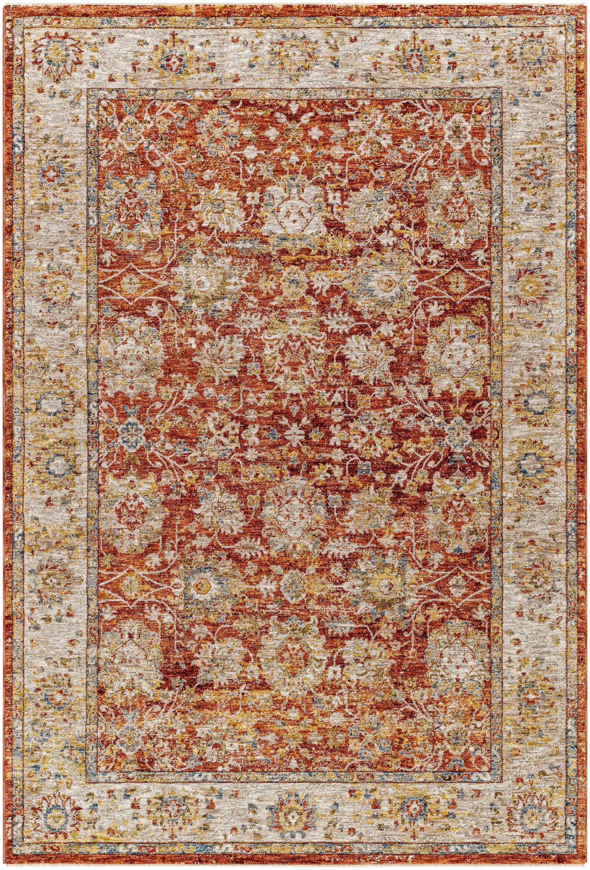 Duong Rust Textured Rug with Fringes by Boutique Rugs