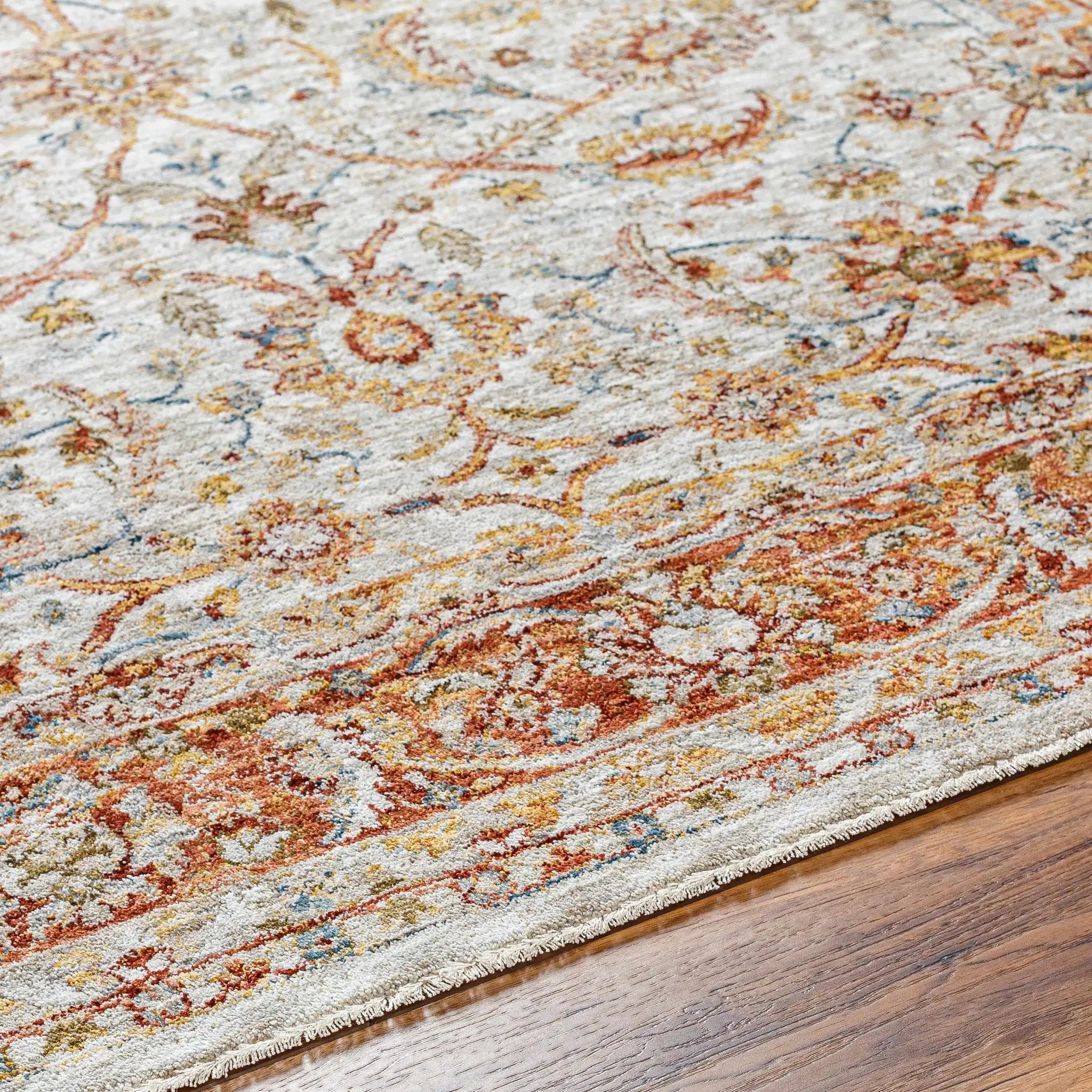 Dyan Cream Textured Rug with Fringes by Boutique Rugs