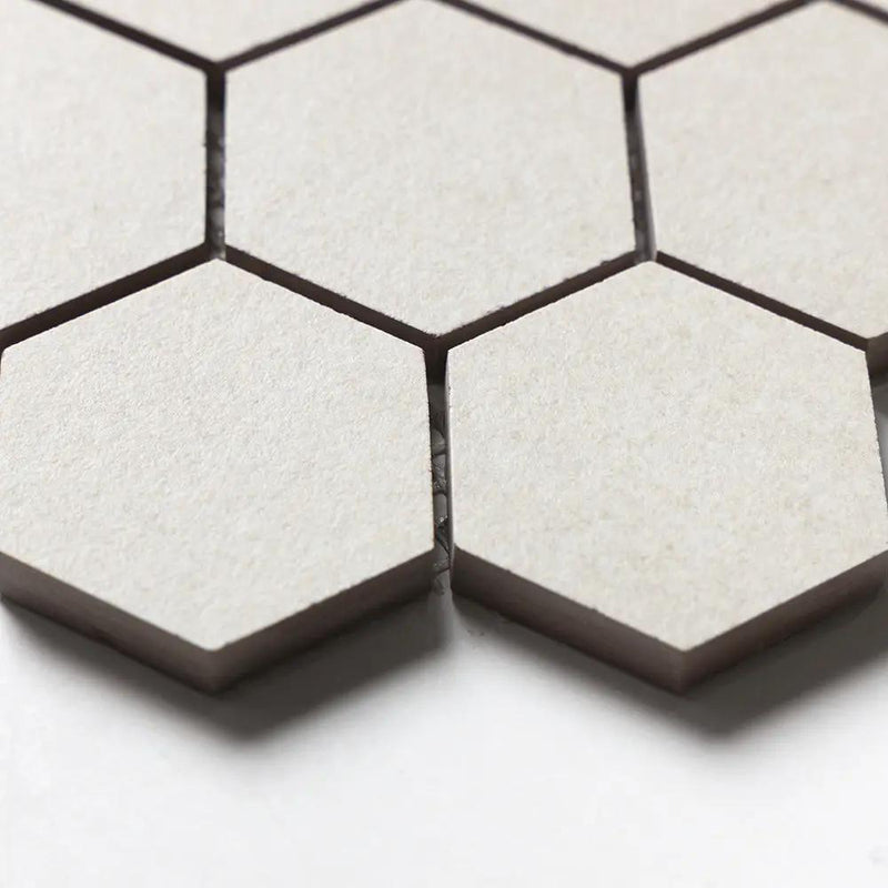 Smoke White Hexagon 2 Porcelain Mosaics 10 3/8x12 closeup 3