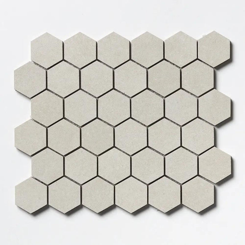 Smoke White Hexagon 2 Porcelain Mosaics 10 3/8x12