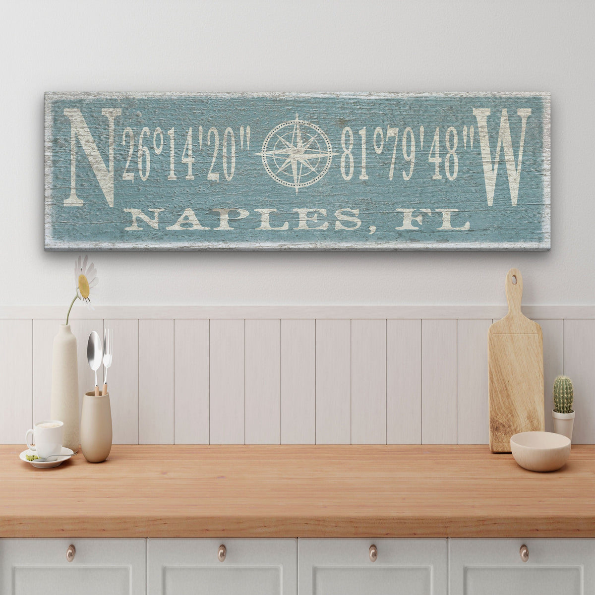 Personalized Coordinates Compass Rose Canvas Sign, photo 8 of 14