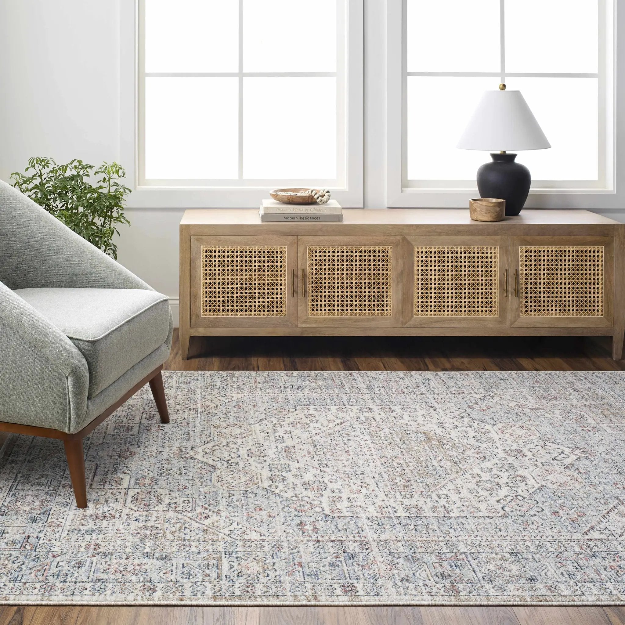 Kalei Beige & Blue Area Rug - Clearance by Boutique Rugs