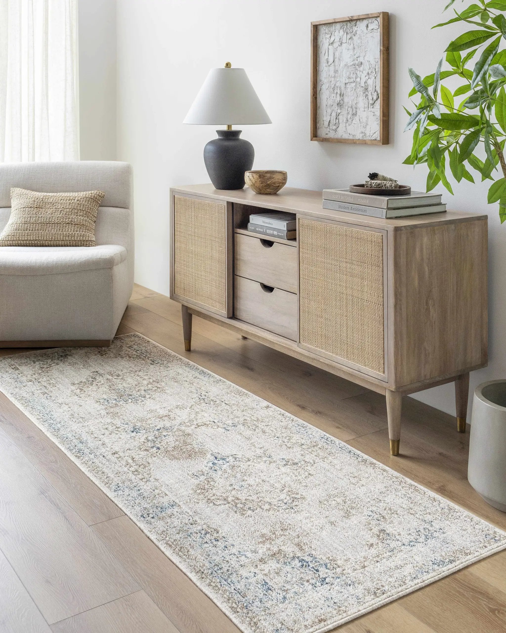 Kosta Beige & Blue Medallion Area Rug - Clearance by Boutique Rugs