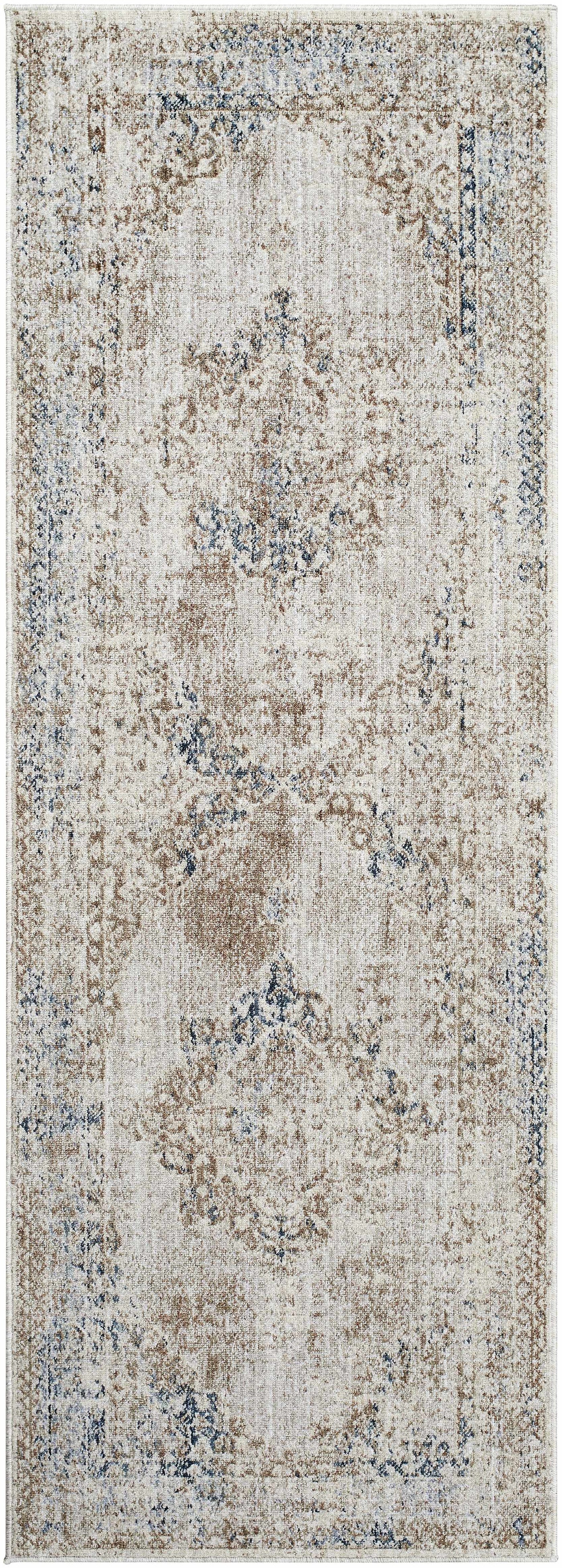 Kosta Beige & Blue Medallion Area Rug - Clearance by Boutique Rugs
