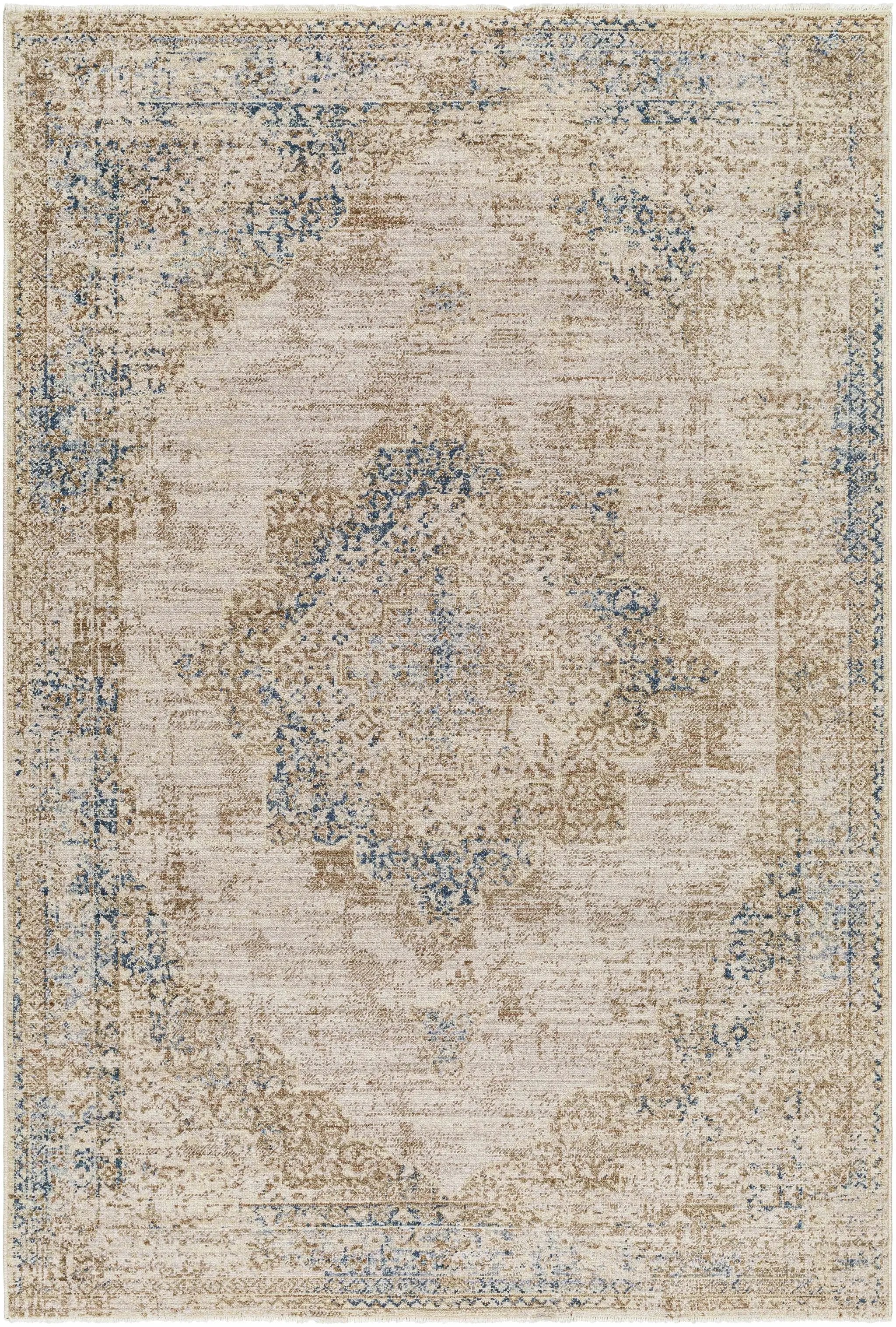Kosta Beige & Blue Medallion Area Rug - Clearance by Boutique Rugs
