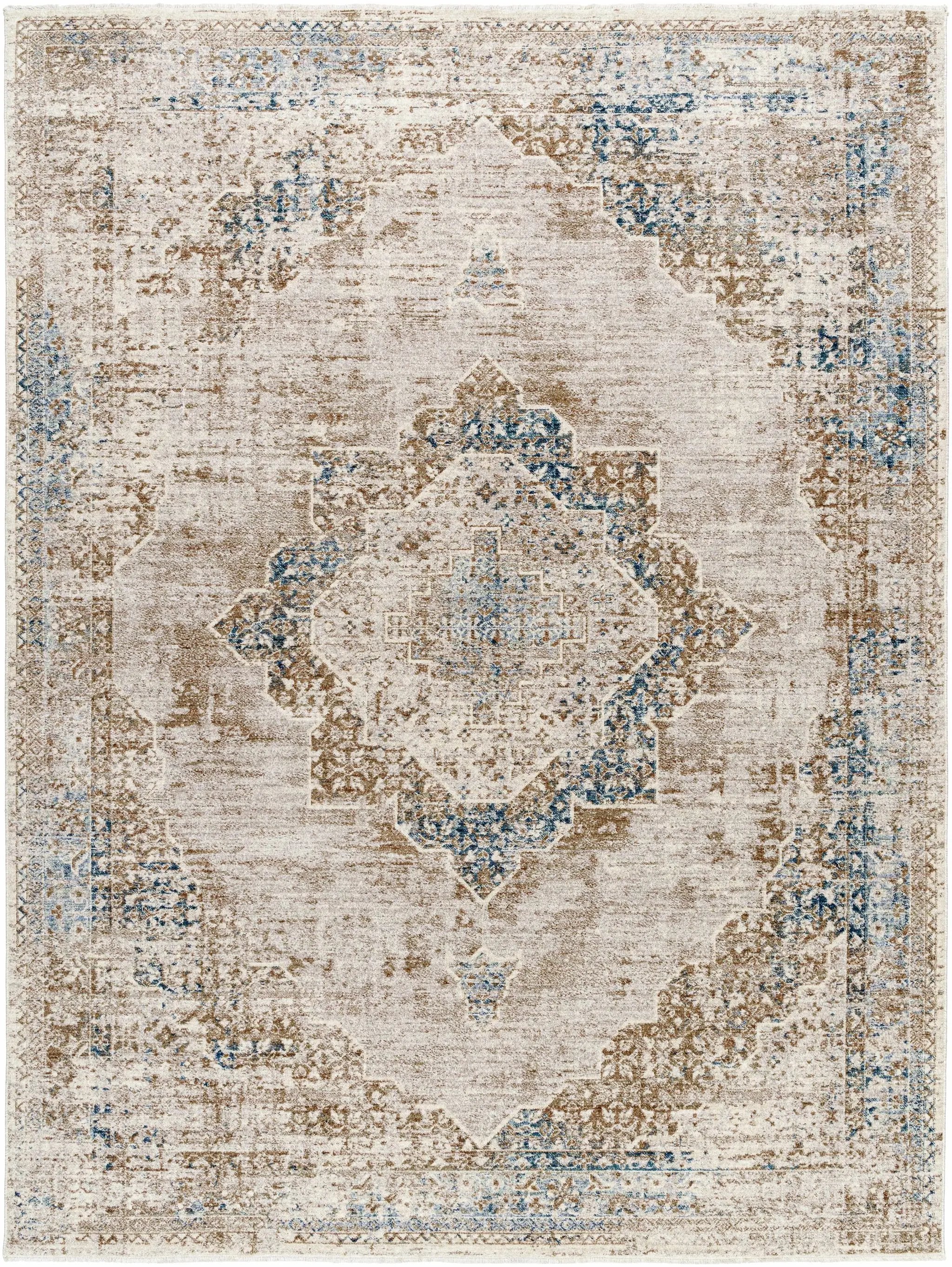 Kosta Beige & Blue Medallion Area Rug - Clearance by Boutique Rugs