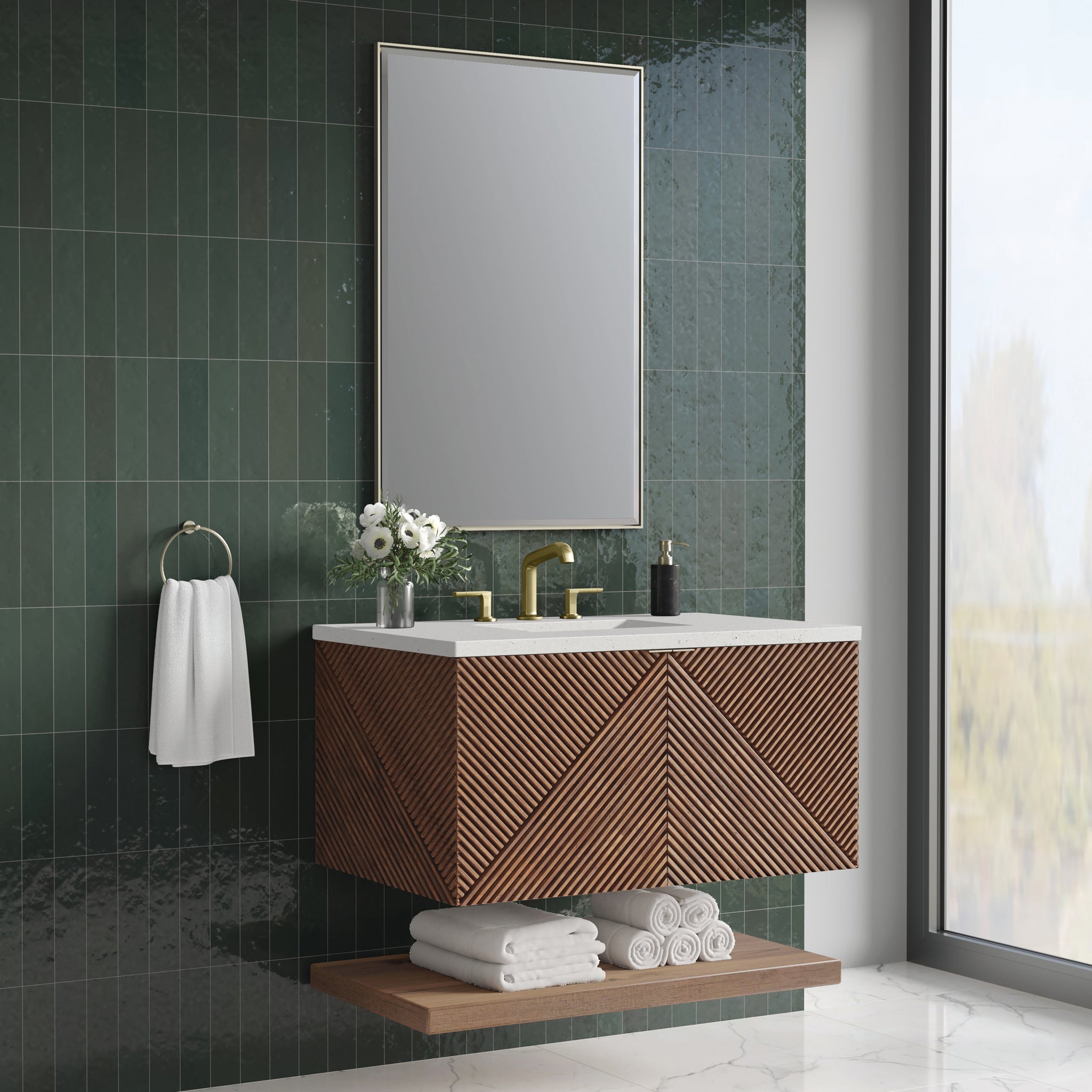 James Martin Marcello 36" Floating Single Bathroom Vanity, Chestnut, view 21