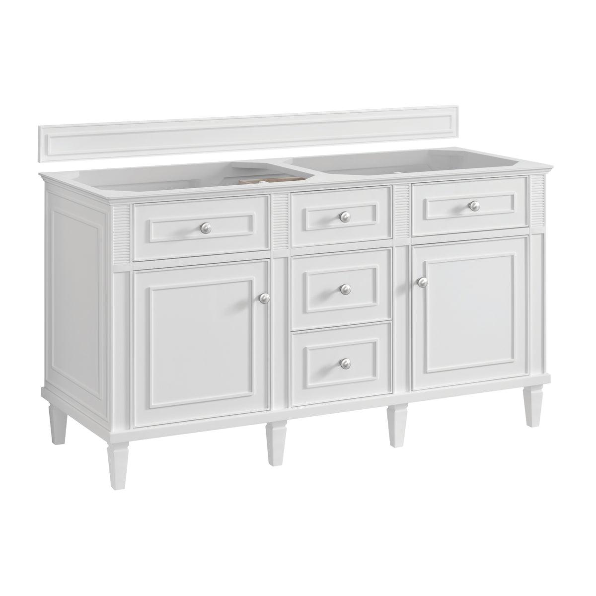 James Martin Lorelai 60" Double Bathroom Vanity, Bright White, cabinet without a countertop