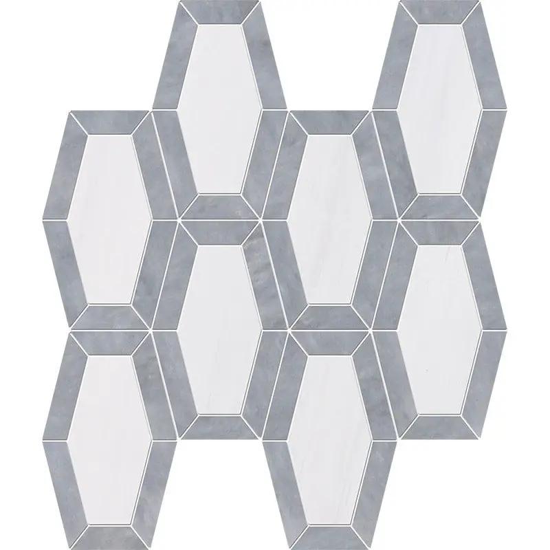 Snow White, Allure Multi Finish Lincoln Marble Mosaics 10 1/4x12 13/16 by Stonetiledepot