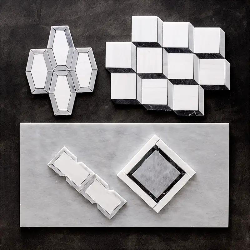 Snow White, Allure Multi Finish Steps 3d Marble Mosaics 11 7/8x12 1/2 room scene 3