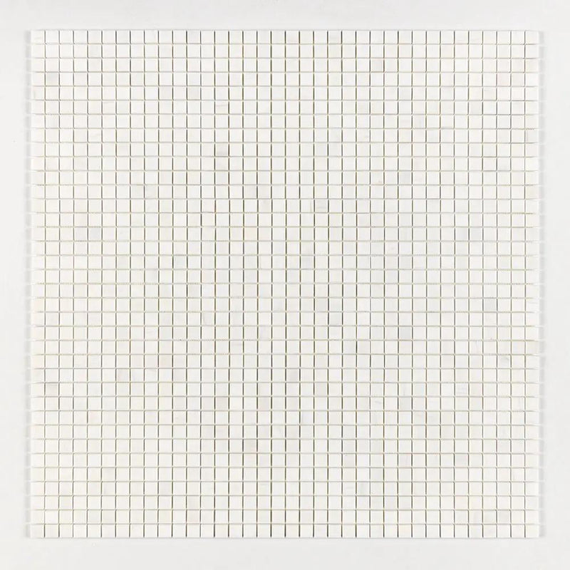 Snow White Polished 1x1 Marble Mosaics 12x12 by Stonetiledepot