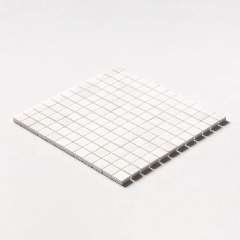 Snow White Polished 1x1 Marble Mosaics 12x12 by Stonetiledepot