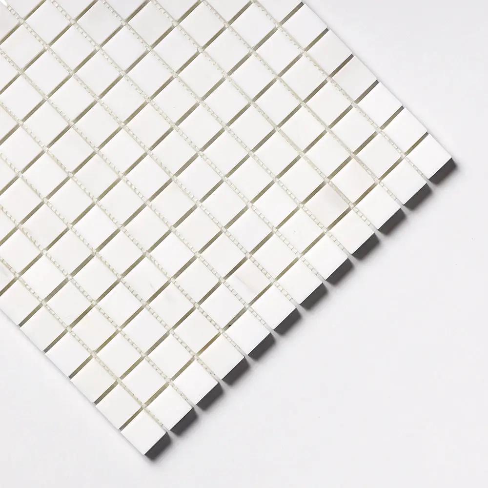 Snow White Polished 1x1 Marble Mosaics 12x12 by Stonetiledepot