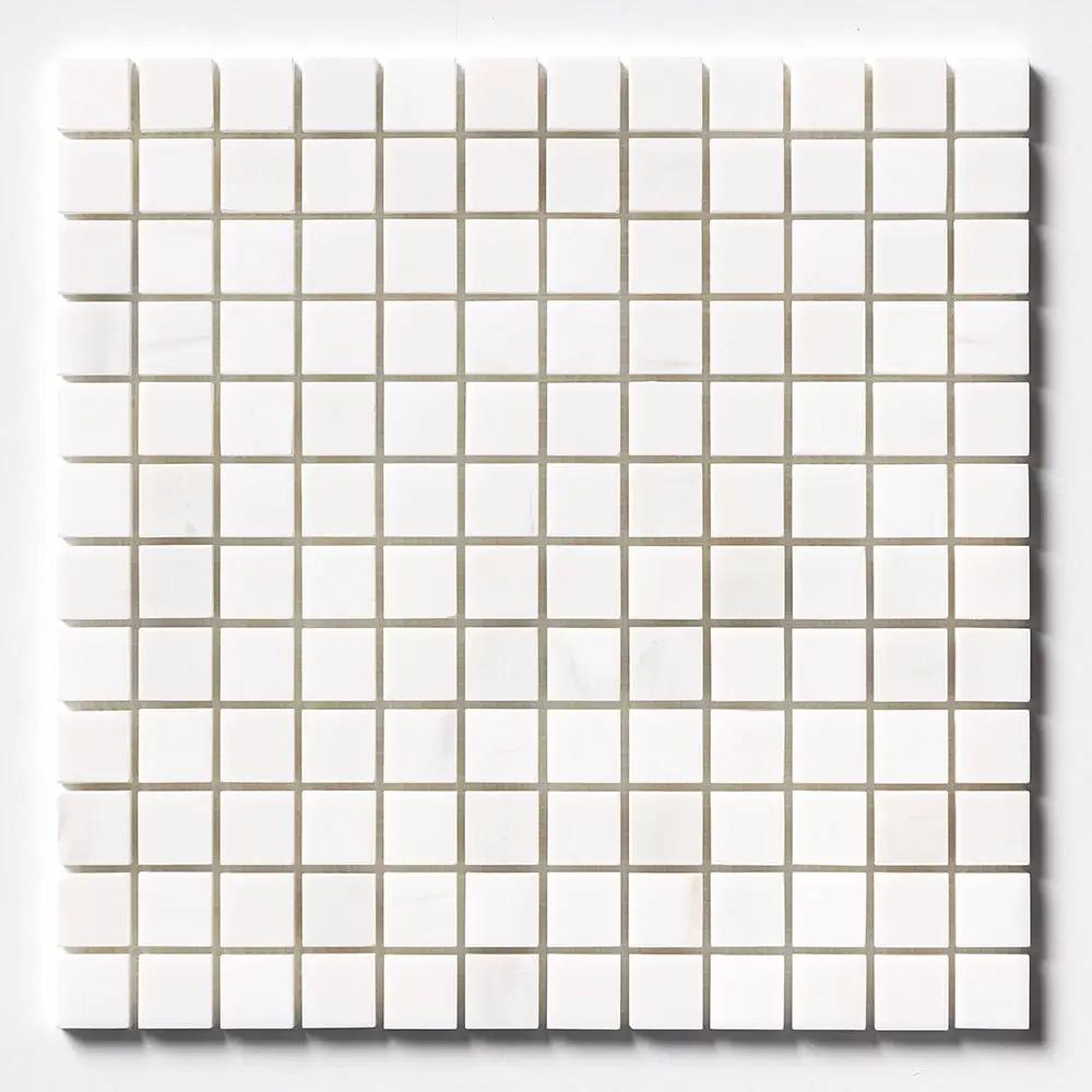 Snow White Polished 1x1 Marble Mosaics 12x12 by Stonetiledepot
