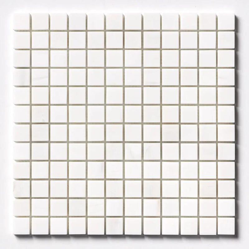 Snow White Polished 1x1 Marble Mosaics 12x12 by Stonetiledepot