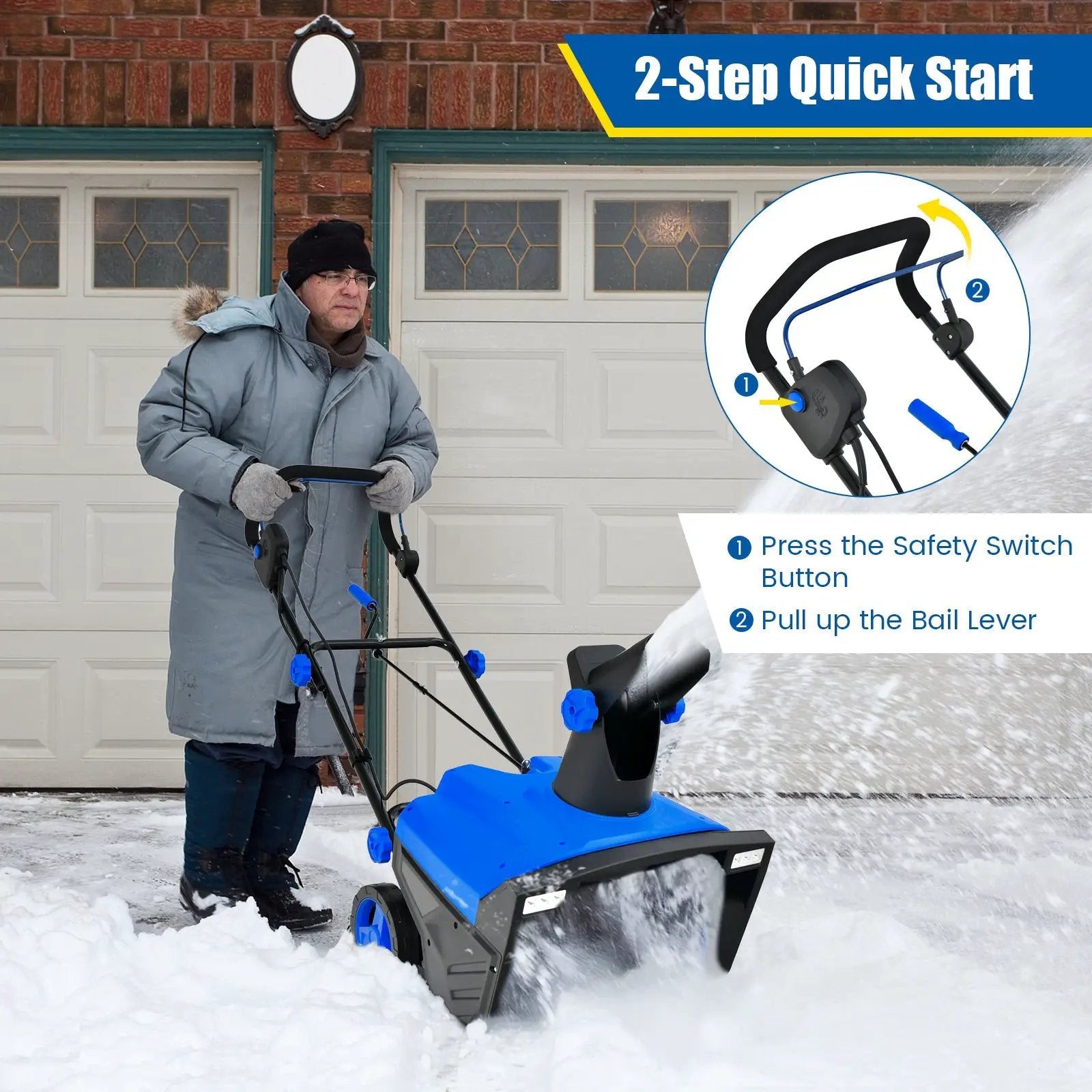 20 Inch 120V 15Amp Electric Snow Thrower with 180¬∞ Rotatable Chute by DirectDeals