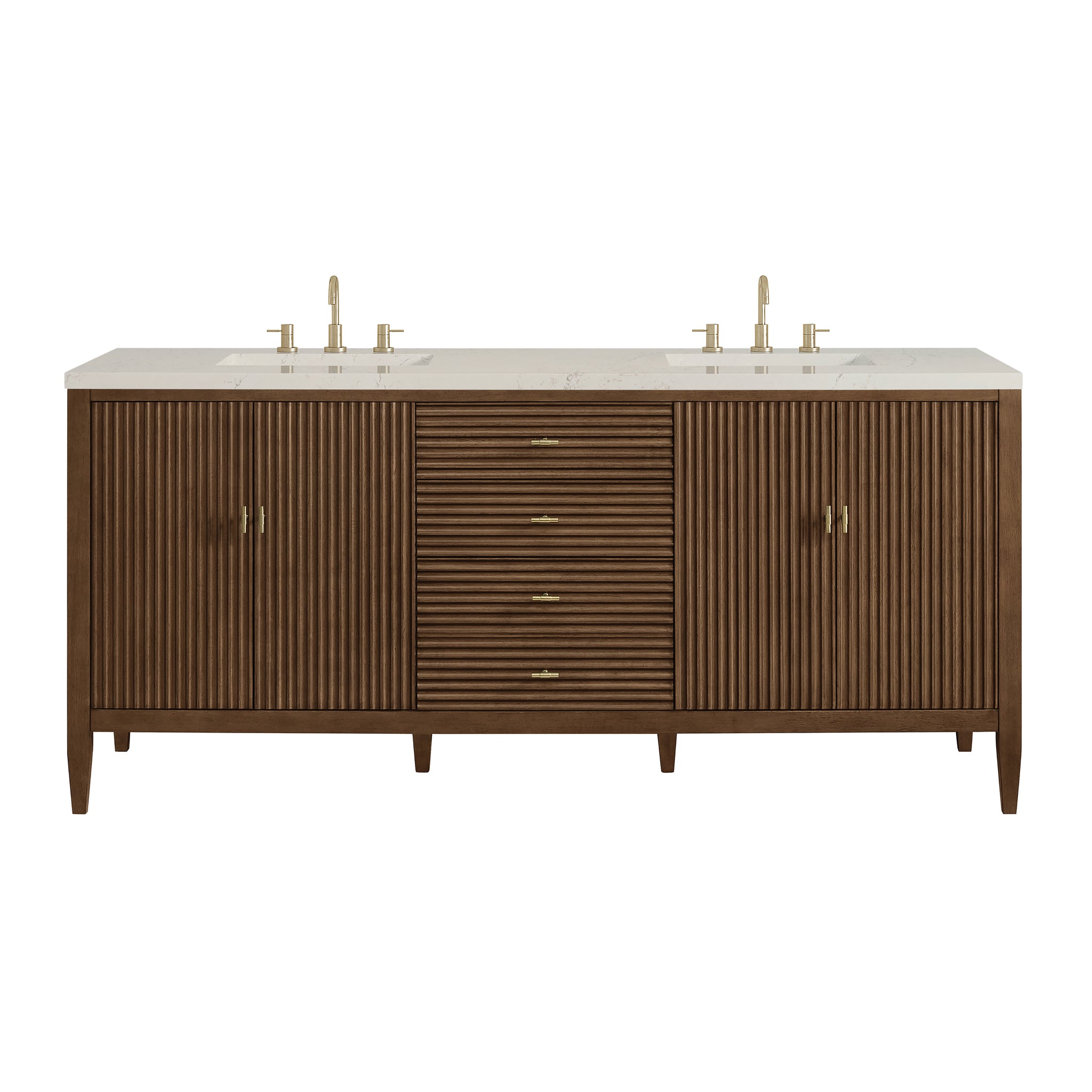 James Martin Myrrin 72" Double Bathroom Vanity, Mid-Century Walnut, view 40