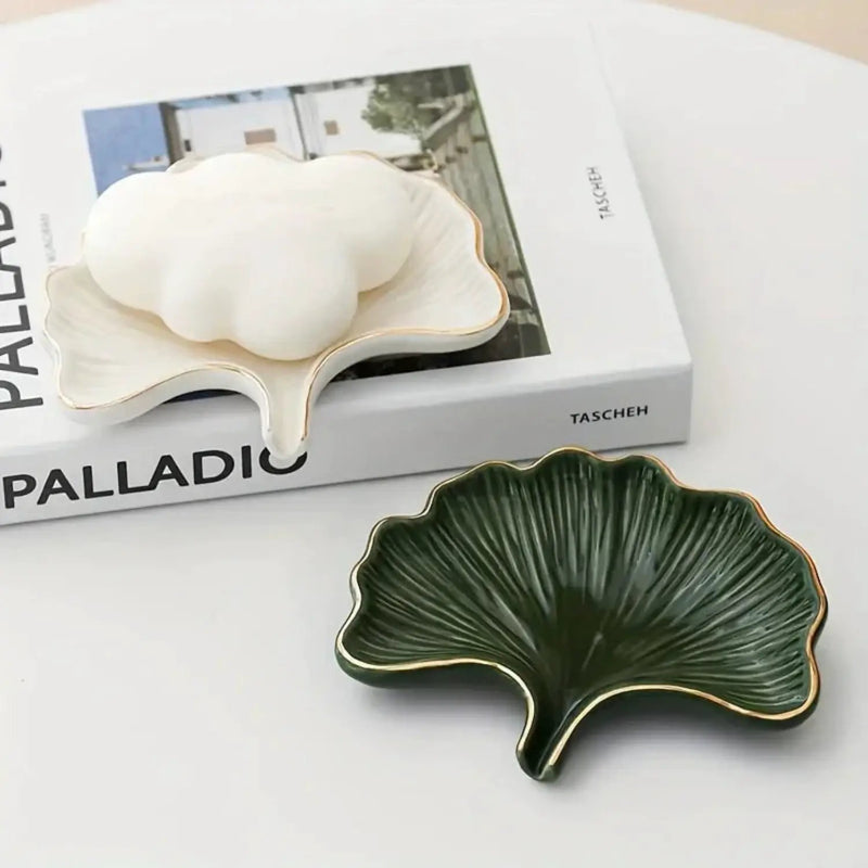 Soap Dish - Ceramic Golden Leaf by House Of Avana