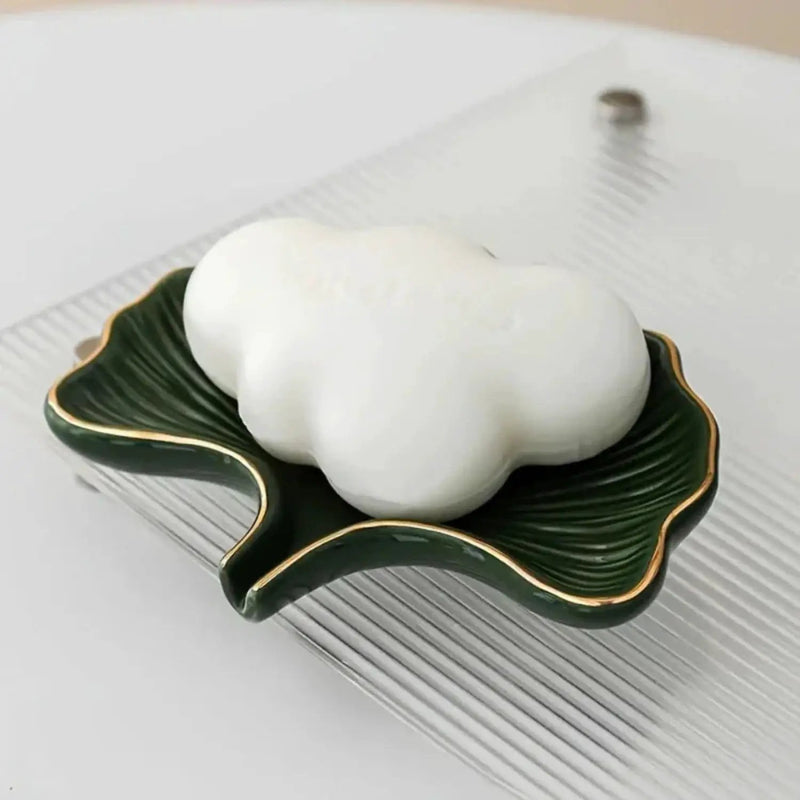 Soap Dish - Ceramic Golden Leaf by House Of Avana
