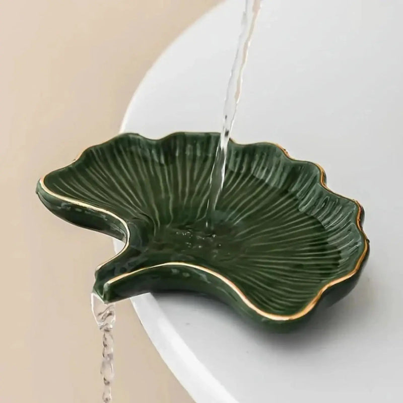 Soap Dish - Ceramic Golden Leaf by House Of Avana