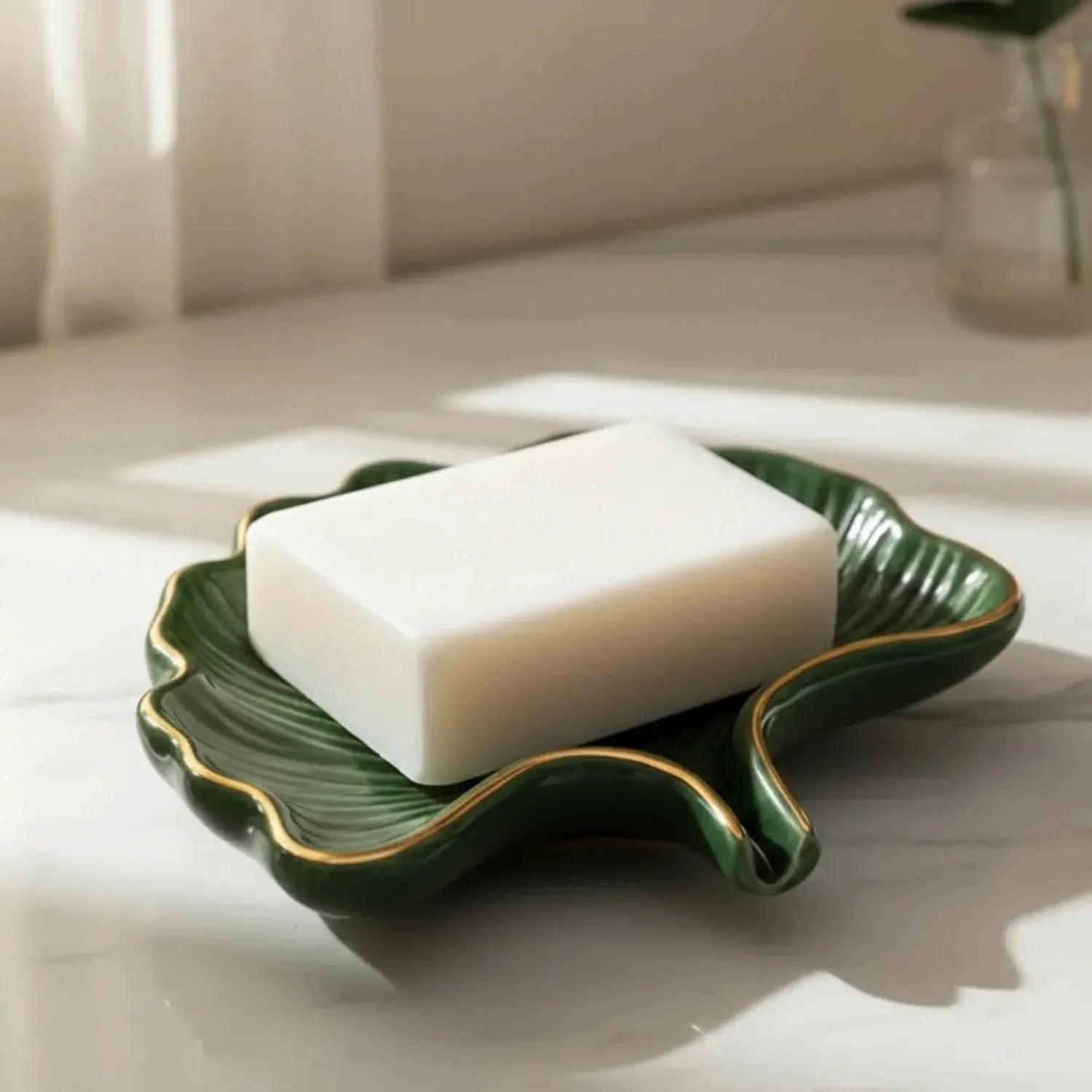 Soap Dish - Ceramic Golden Leaf by House Of Avana