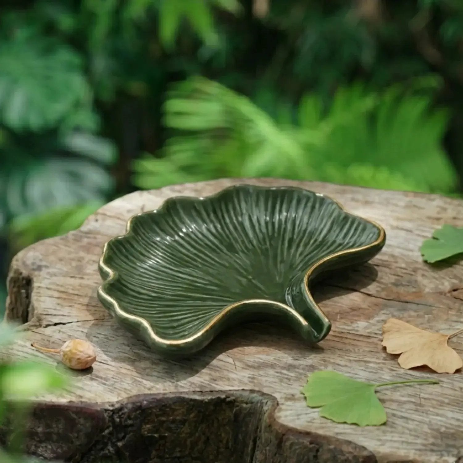 Soap Dish - Ceramic Golden Leaf by House Of Avana