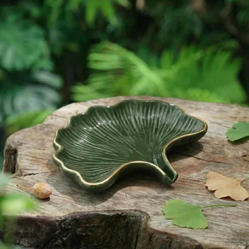 Soap Dish - Ceramic Golden Leaf by House Of Avana