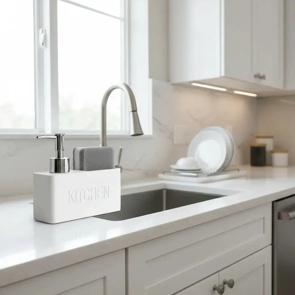 Soap Dispenser - Freestanding White Ceramic by House Of Avana