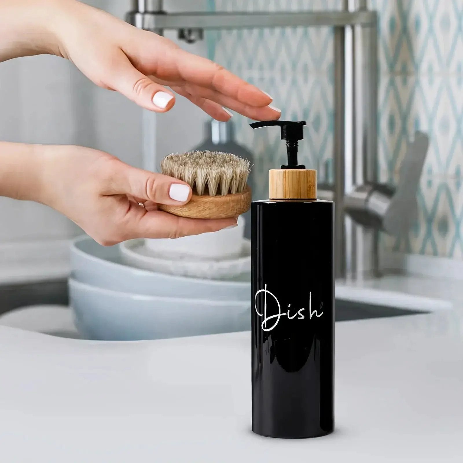 Soap Dispenser - Refillable Black Plastic by House Of Avana