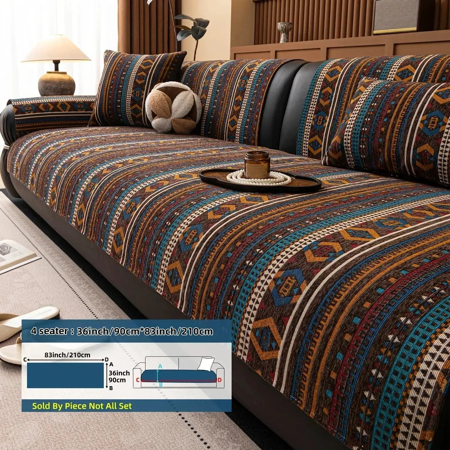 Sofa Cushion - Non-slip Chenille Geometric Multi-size by House Of Avana