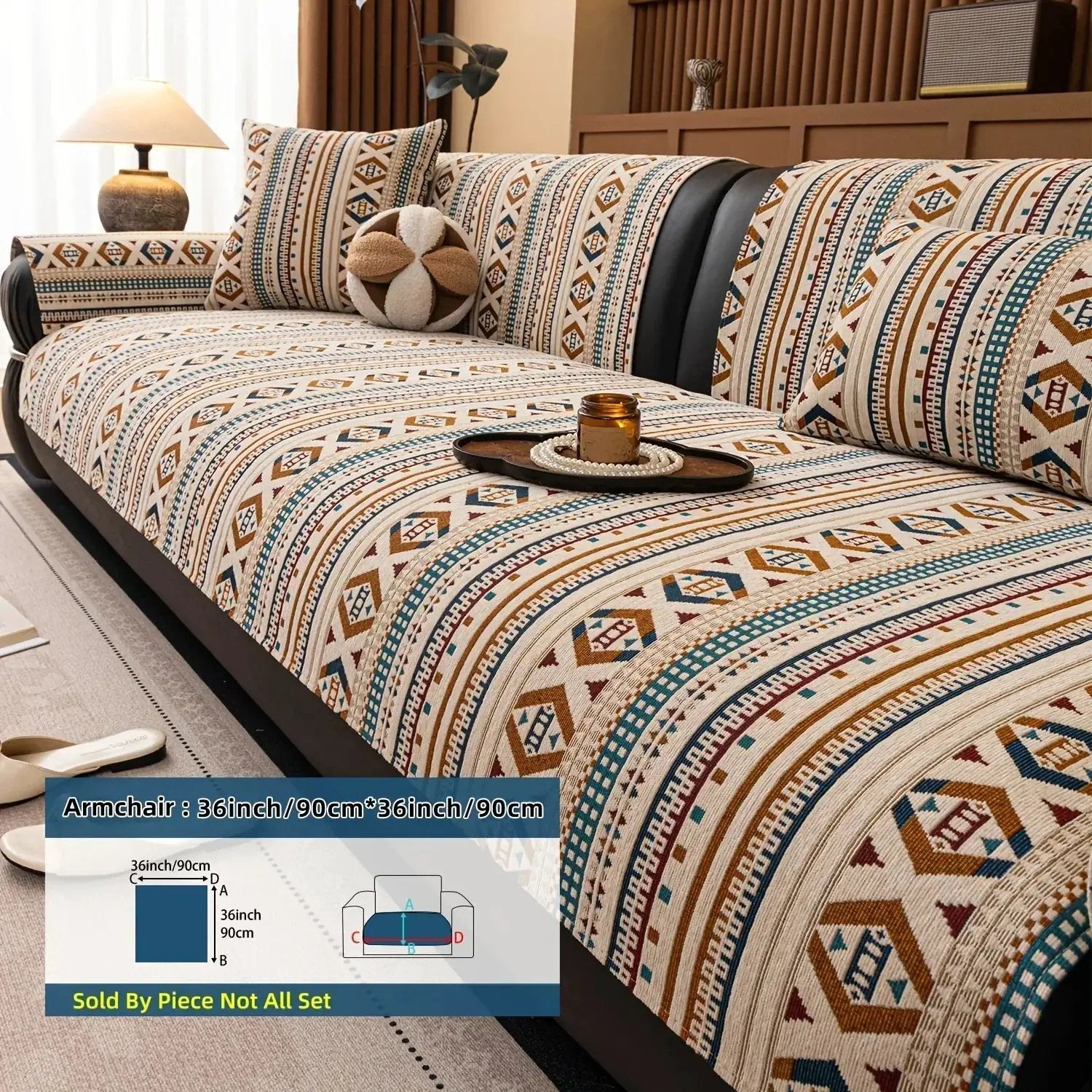 Sofa Cushion - Non-slip Chenille Geometric Multi-size by House Of Avana