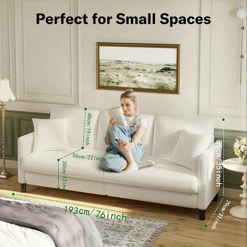 Sofa - Mid-Century White 3-Seater by House Of Avana