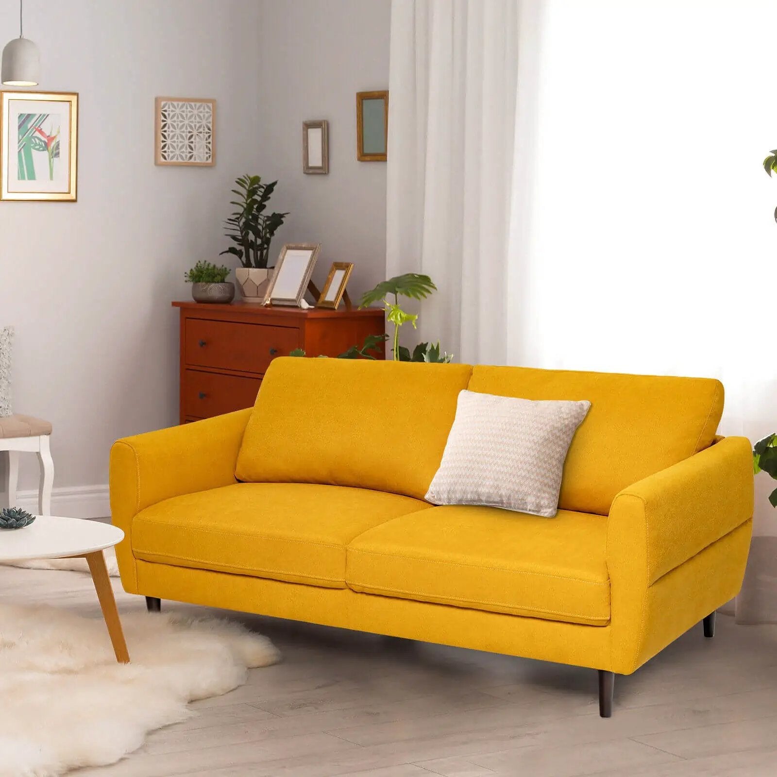 72 Inch Small Fabric Loveseat Sofa Couch with Wood Legs by DirectDeals