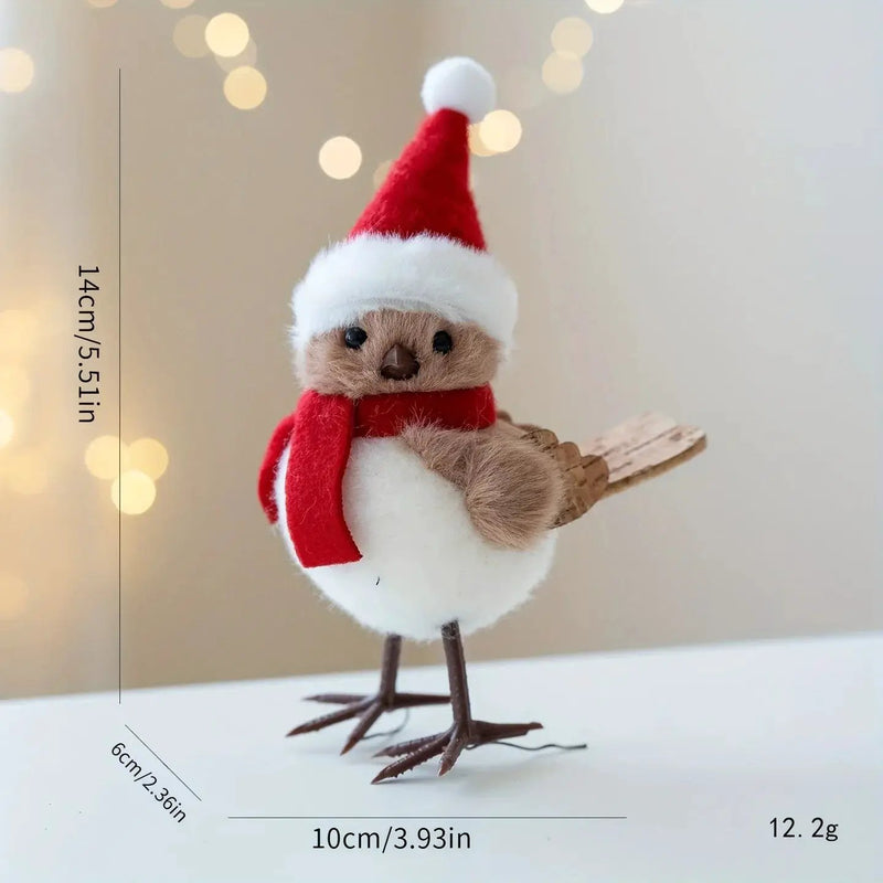 Soft Fabric Plush Bird Ornaments with Santa Hats - 3 Piece Set by House Of Avana