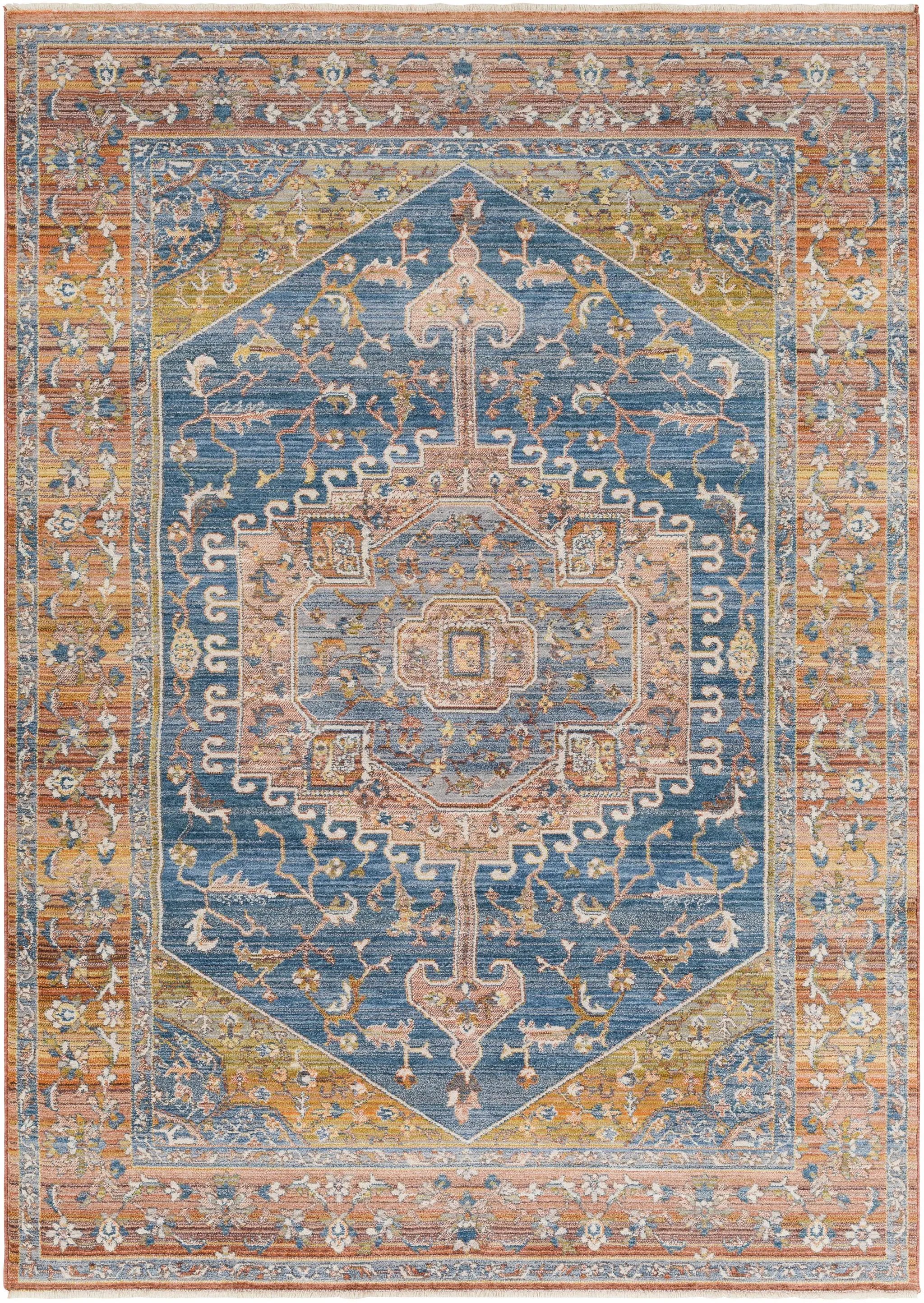 Solana Blue Medallion Area Carpet - Clearance by Boutique Rugs