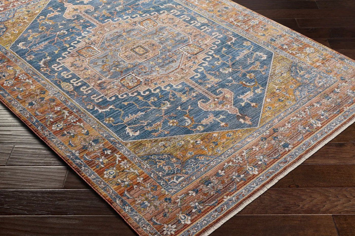 Solana Blue Medallion Area Carpet - Clearance by Boutique Rugs
