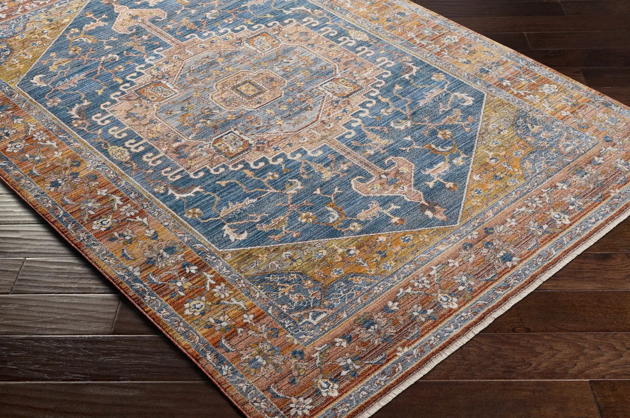 Solana Blue Medallion Area Carpet - Clearance by Boutique Rugs