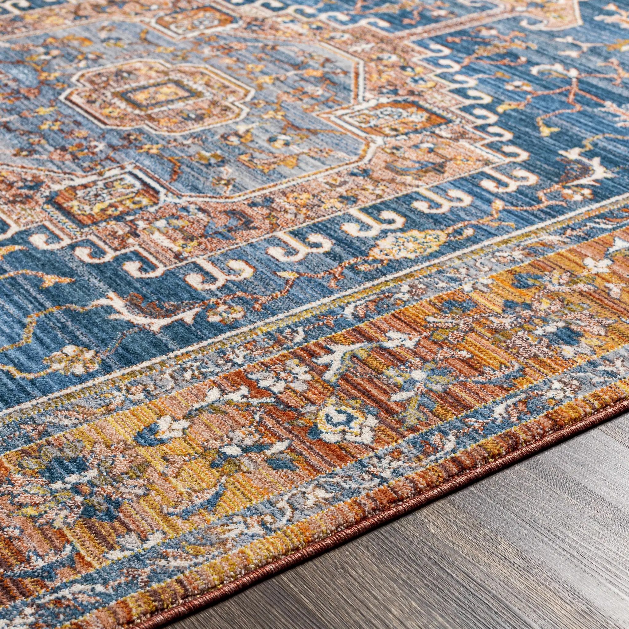 Solana Blue Medallion Area Carpet - Clearance by Boutique Rugs