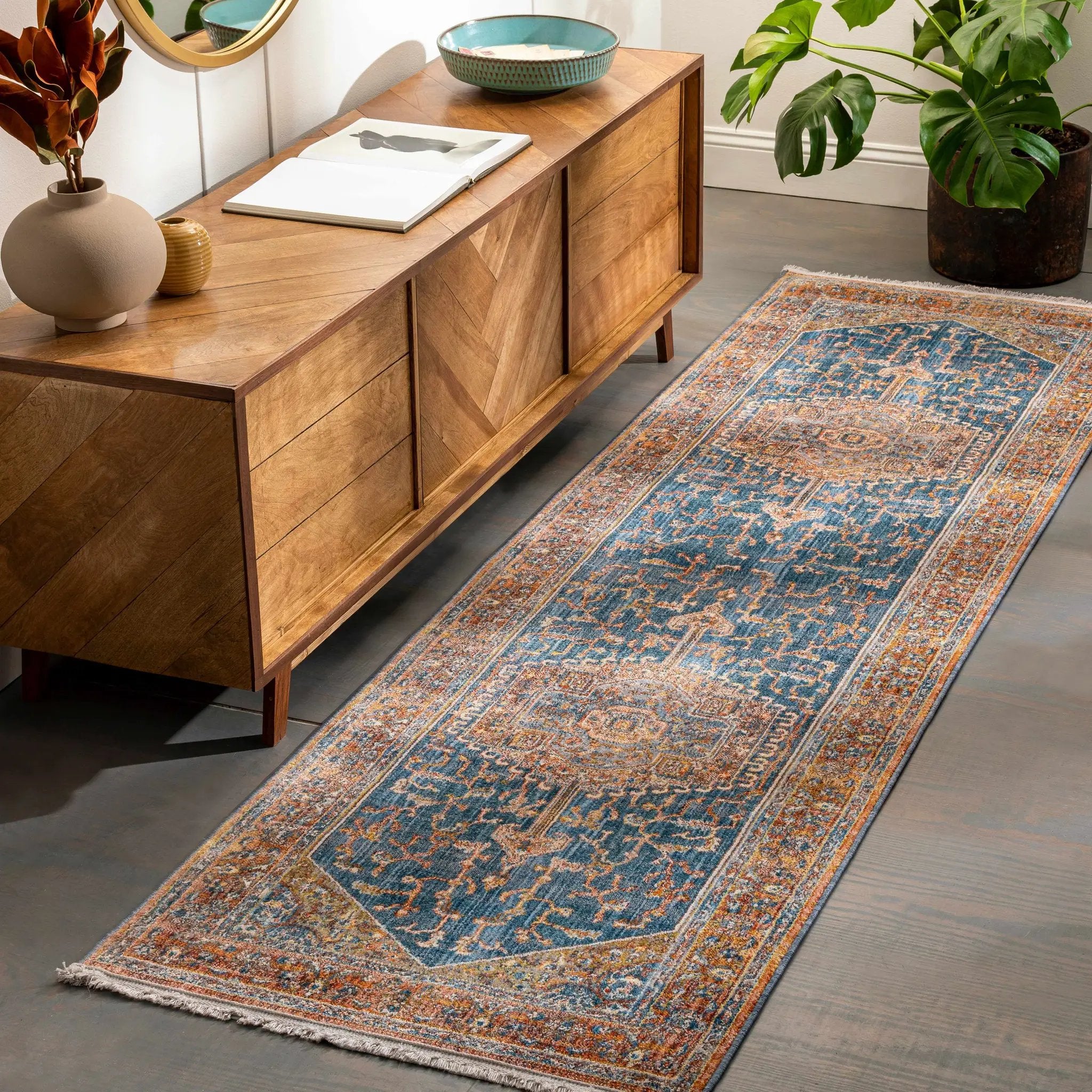 Solana Blue Medallion Area Carpet - Clearance by Boutique Rugs