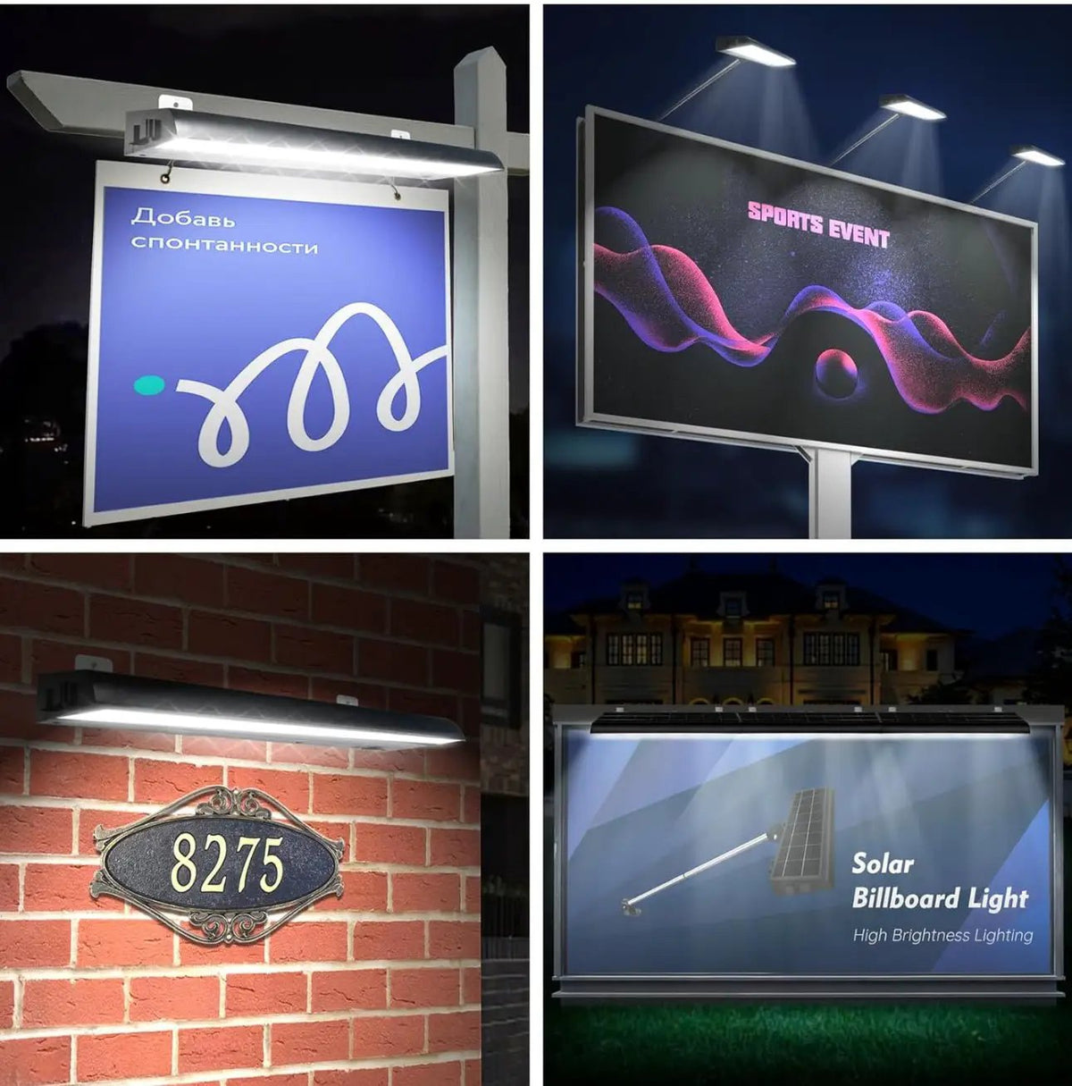 Solar Billboard Sign Lights Outdoor, 232 led Super Bright Sign light, Adjustable Bracket & Wall Mount 2-in-1 Commercial Billboart Lighting for Bussiness, Real Estate, Shop, Bus Stop, HOA, Highway Signs by Outdoor Solar Outlet