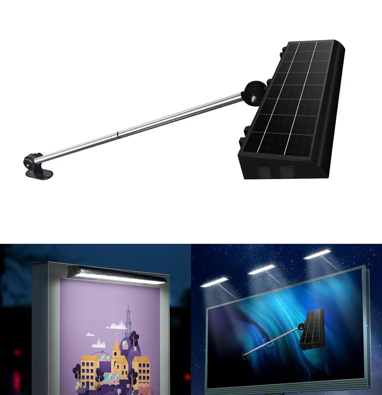 Solar Billboard Sign Lights Outdoor, 232 led Super Bright Sign light, Adjustable Bracket & Wall Mount 2-in-1 Commercial Billboart Lighting for Bussiness, Real Estate, Shop, Bus Stop, HOA, Highway Signs by Outdoor Solar Outlet