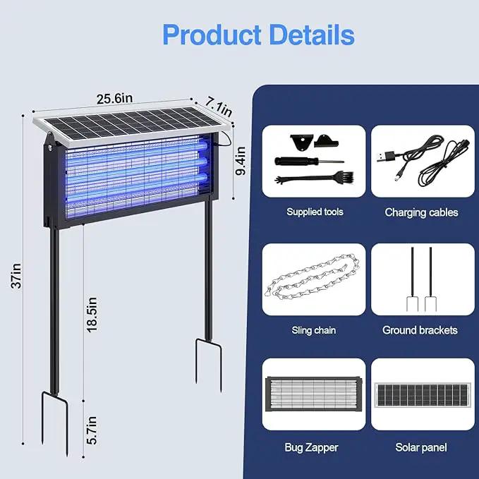 Solar Bug Zapper Outdoor, Wireless Portable Camping Mosquito Zapper 4500V For 3500 Sq.ft with Panel Sensor, Fly Traps with 10FT Extension Cord by Outdoor Solar Outlet