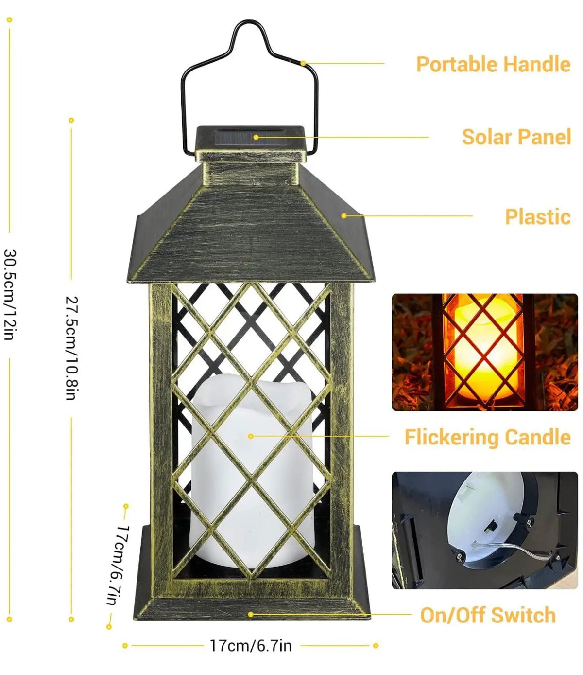 Solar Candle Lanterns Outdoor, 2 Pack Waterproof, LED Lanterns Solar Powered with Handle, Flickering Flameless Candle Lights by Outdoor Solar Outlet