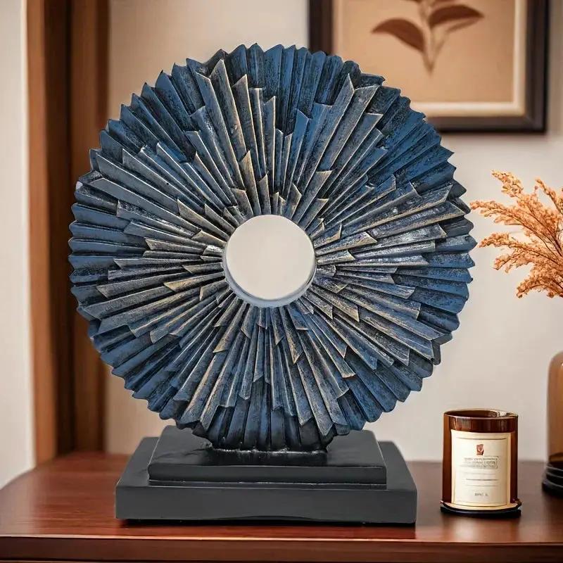 Abstract Sunburst Decorative Sculpture with Stand by House Of Avana